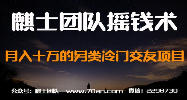 麒士团队摇钱术23：月入十万的另类冷门交友项目【视频课程】