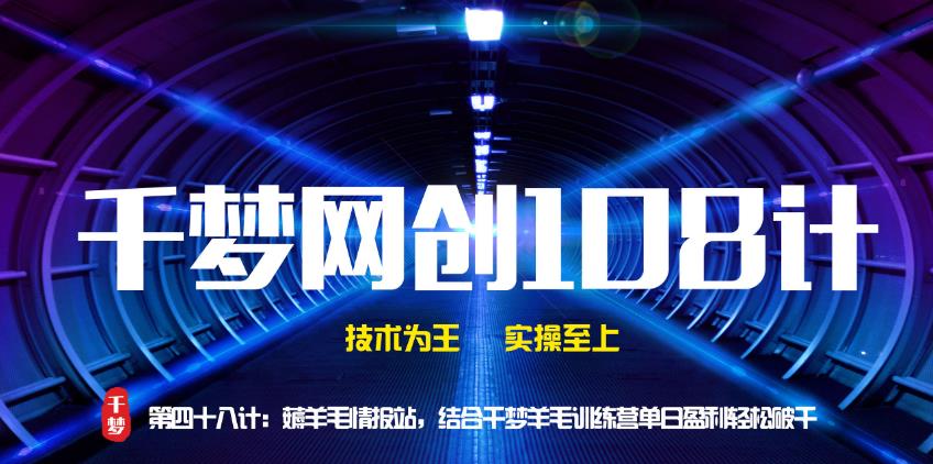 千梦网创108计第48计：薅羊毛情报站，结合千梦羊毛训练营单日盈利轻松破千