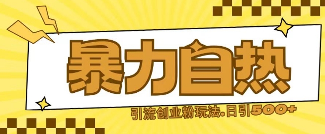 最新暴力自热引流玩法日引500+创业粉