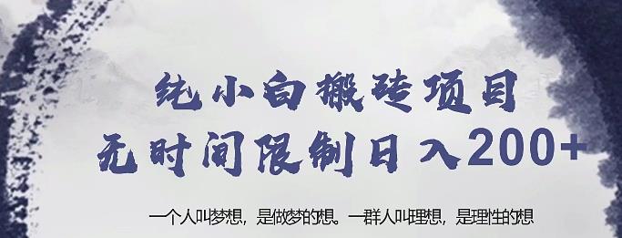 忠余网创32计第十九计：纯小白搬砖项目，无时间限制日入200+【视频教程】