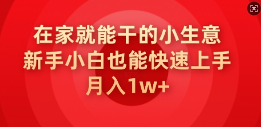 在家就能干的小生意，新手小白也能快速上手，月入1w