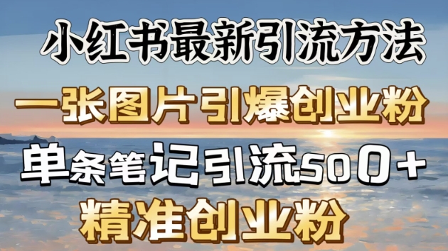 小红书最新引流方法，一张图片引爆创业粉