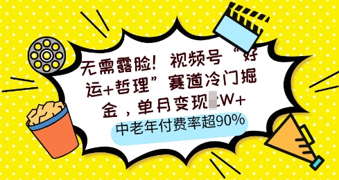 无需露脸，视频号“好运+哲理”赛道冷门掘金，单月变现2W+，中老年付费率超90%