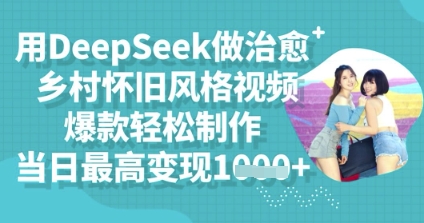 用DeepSeek做治愈乡村怀旧风格视频，爆款轻松制作，当日最高变现多张