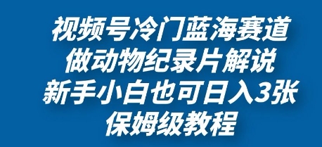 视频号冷门蓝海赛道，做动物纪录片解说，新手小白也日入3张，保姆级教程