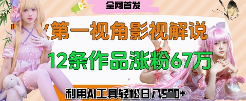 爆火第一人称视角影视解说，12条作品涨粉67W，巧用AI工具，轻松日入几张