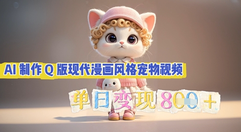 AI制作Q版现代漫画风格宠物视频，单日变现几张
