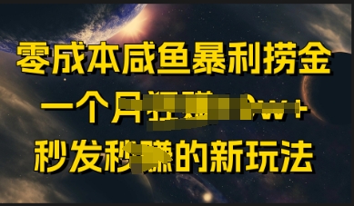 零成本咸鱼暴利捞金，一个月收益过w+，秒发新玩法