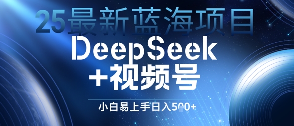 25最新蓝海项目DeepSeek+视频号，小白易上手日入几张