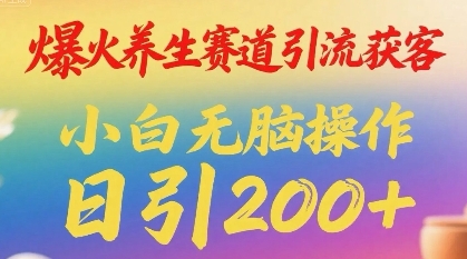 爆火养生赛道引流获客，小白无脑操作，日引200+