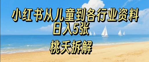 小红书从儿童到各行业学习资料，日入5张