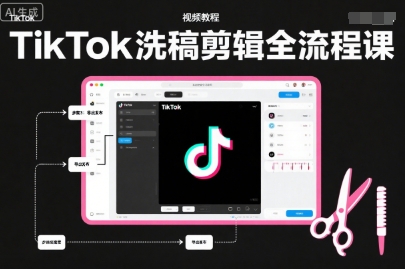 TikTok洗稿剪辑全流程课，PR洗稿剪辑全流程，TK洗稿运营课