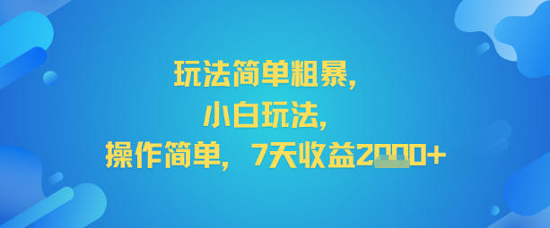 玩法简单粗暴，小白玩法，操作简单，7天收益2k+