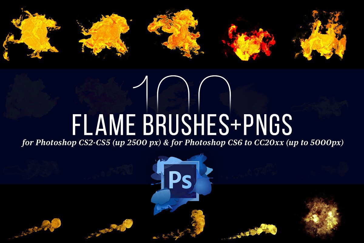 100个Photoshop火焰笔+ PNG