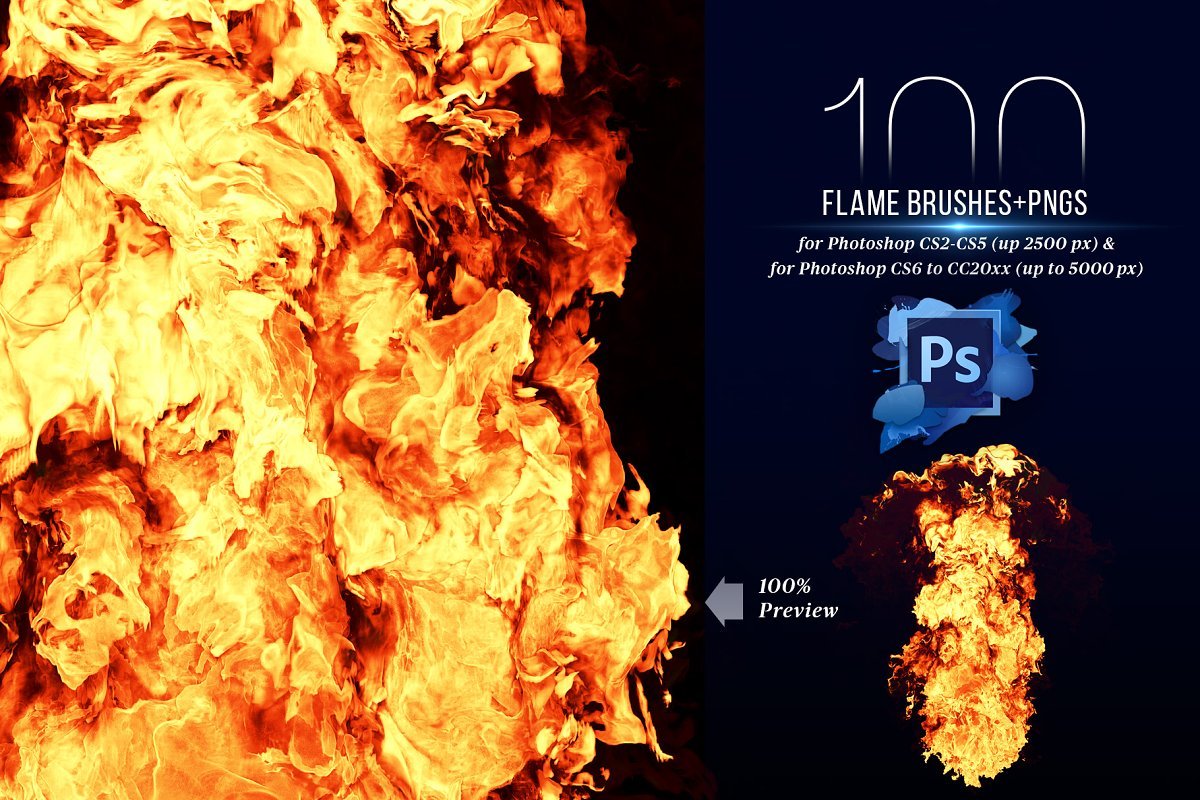 100个Photoshop火焰笔+ PNG
