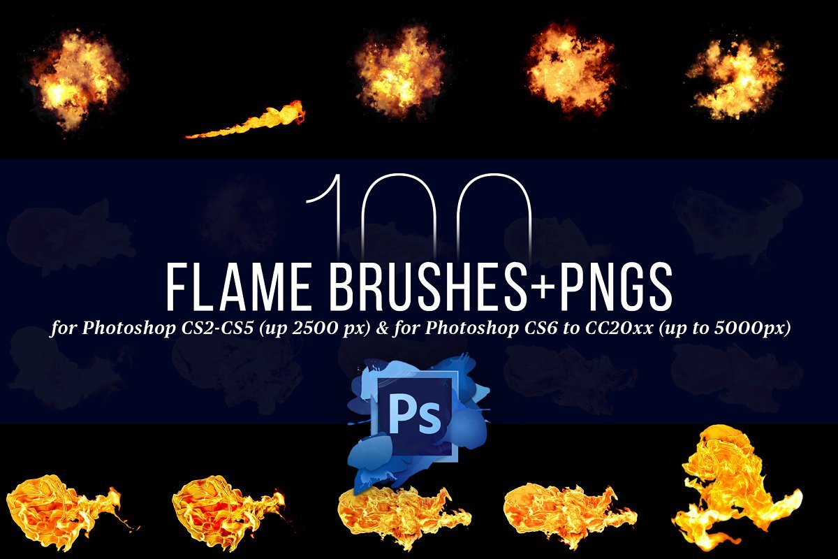 100个Photoshop火焰笔+ PNG