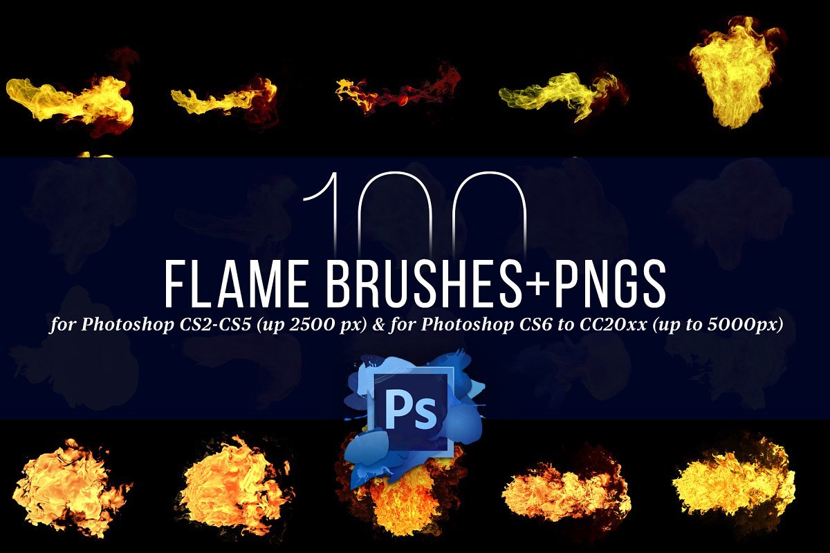 100个Photoshop火焰笔+ PNG
